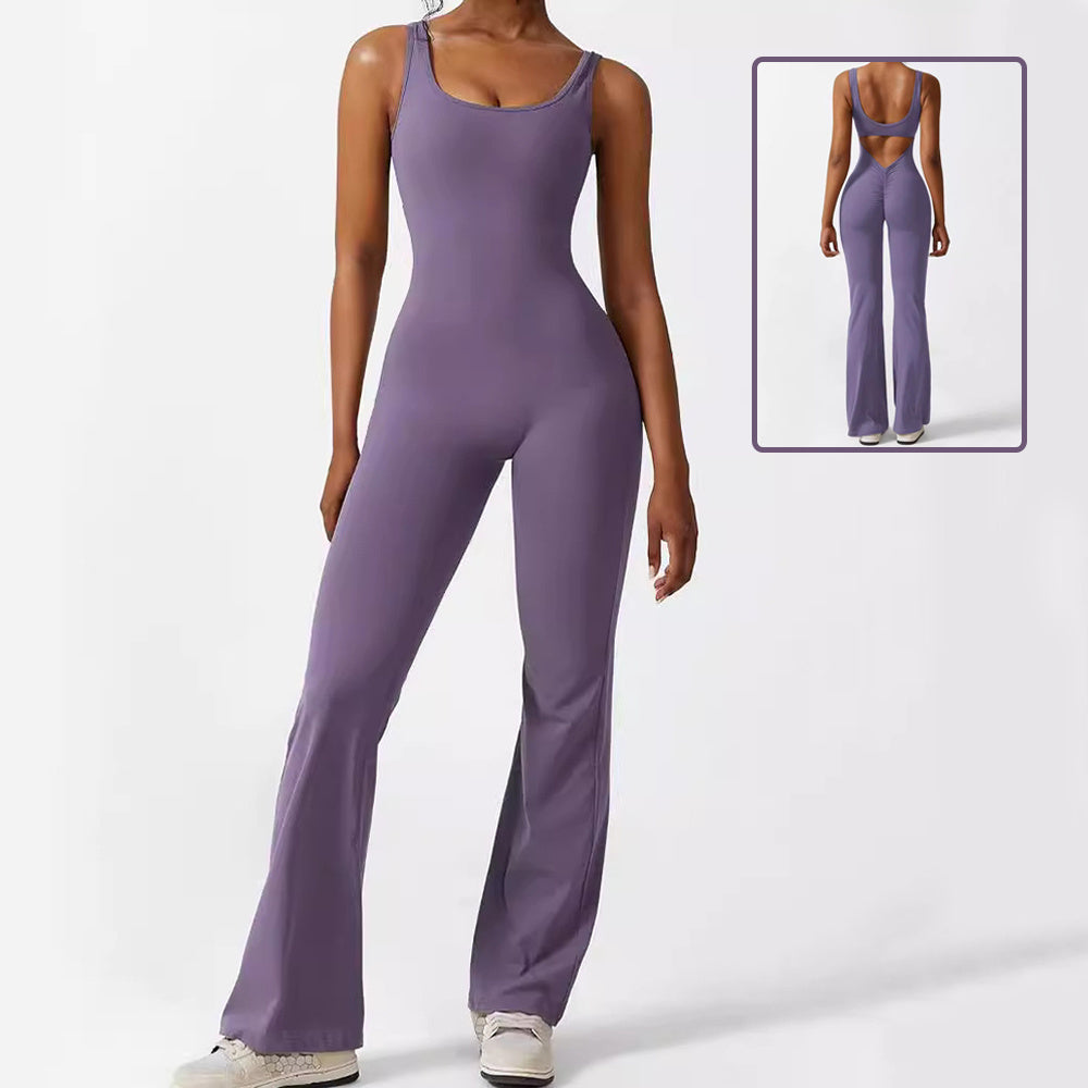 FlareFit – Ärmelloser Jumpsuit für Fitness & Yoga