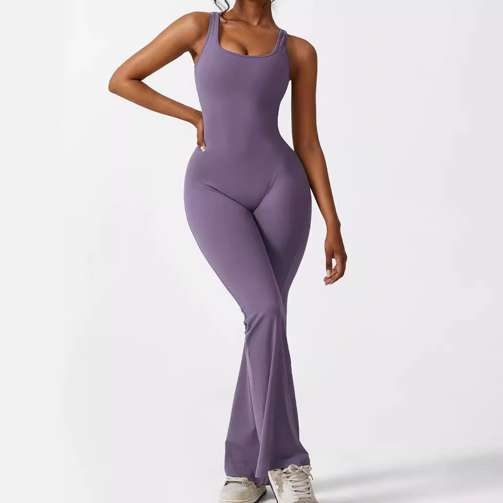 FlareFit – Ärmelloser Jumpsuit für Fitness & Yoga