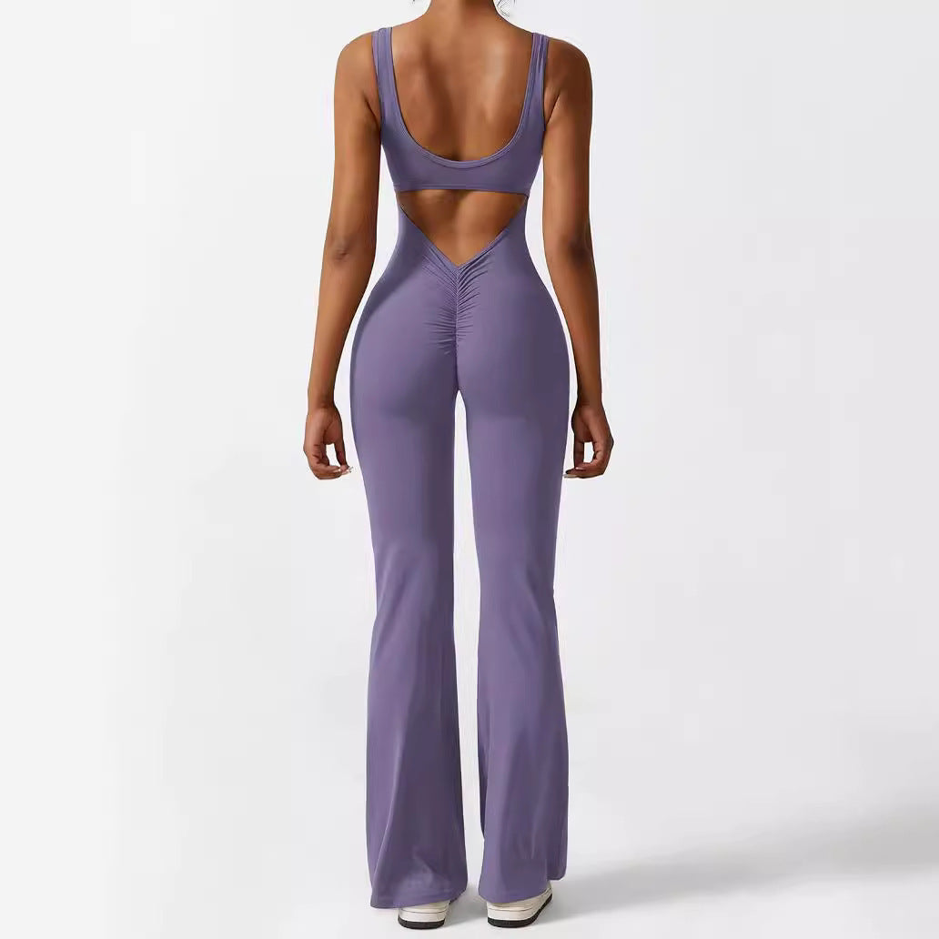 FlareFit – Ärmelloser Jumpsuit für Fitness & Yoga