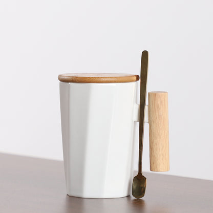 Ins Nordic Wooden Handle Ceramic Mug Office Water Cup