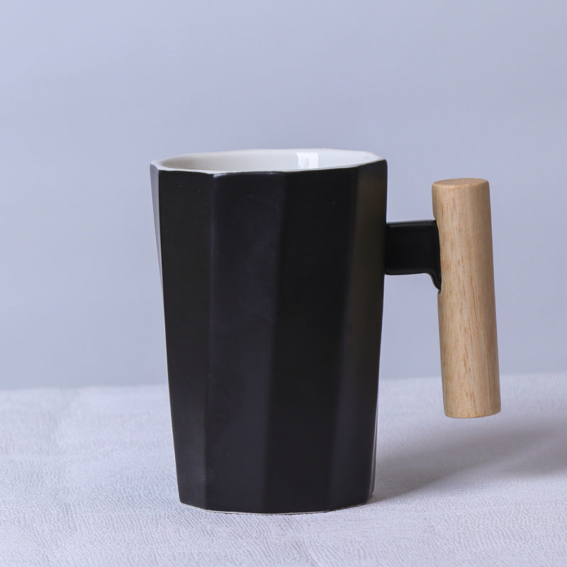 Ins Nordic Wooden Handle Ceramic Mug Office Water Cup