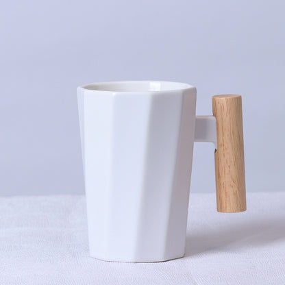 Ins Nordic Wooden Handle Ceramic Mug Office Water Cup