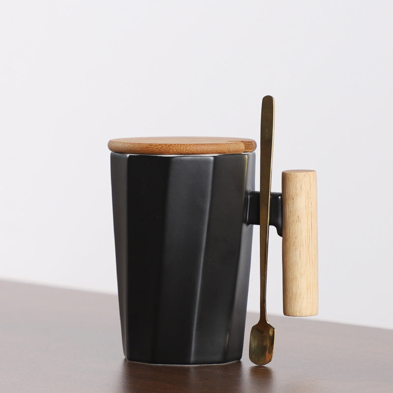 Ins Nordic Wooden Handle Ceramic Mug Office Water Cup