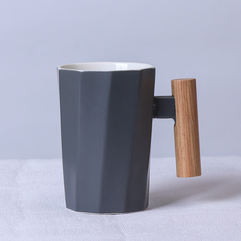 Ins Nordic Wooden Handle Ceramic Mug Office Water Cup